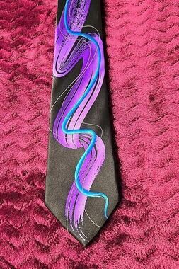 Jerry Garcia Liquid Torso Collection 63 Black Purple Blue Abstract Silk Tie